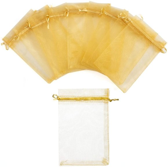 20 Gold Drawstring Organza Bags 4" x 6" - Picture 2 of 5